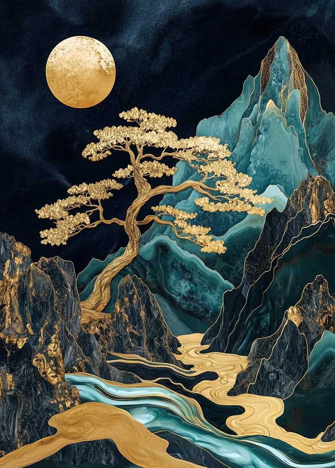 Golden Mountain Landscape