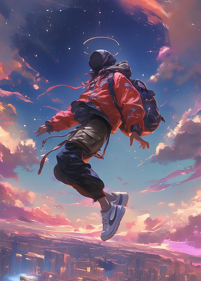 Floating Figure in Sky