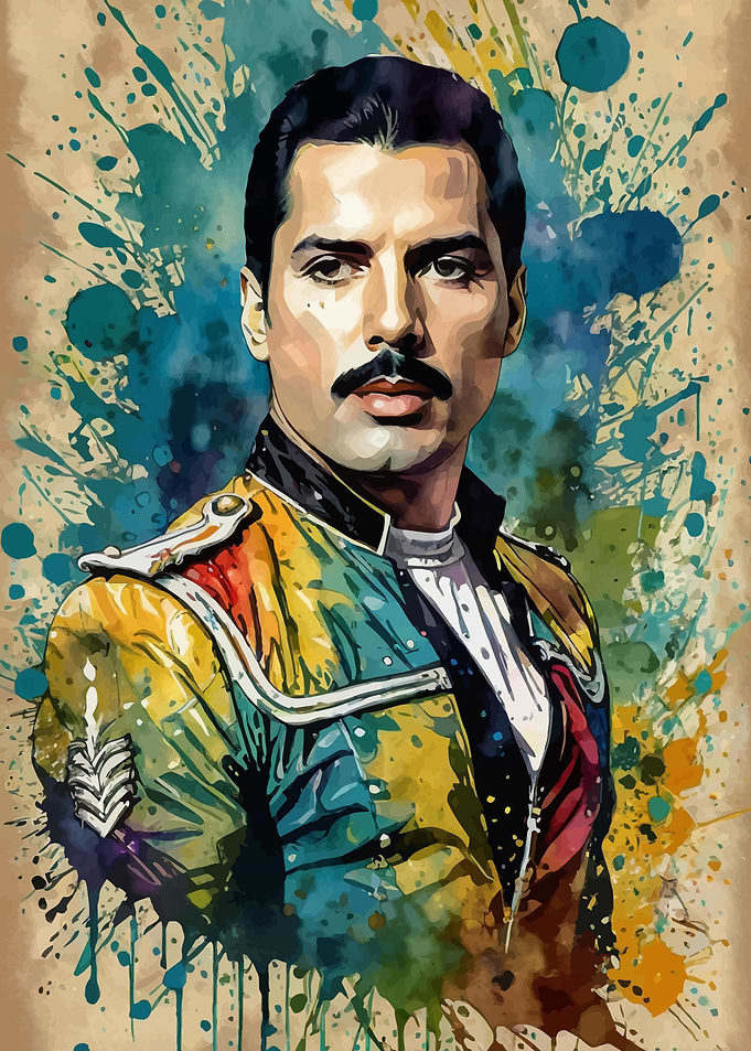 Freddie Mercury Watercolor Portrait