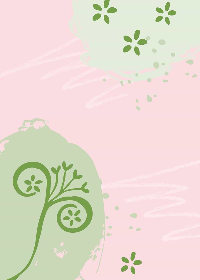Green Floral Design on Pink
