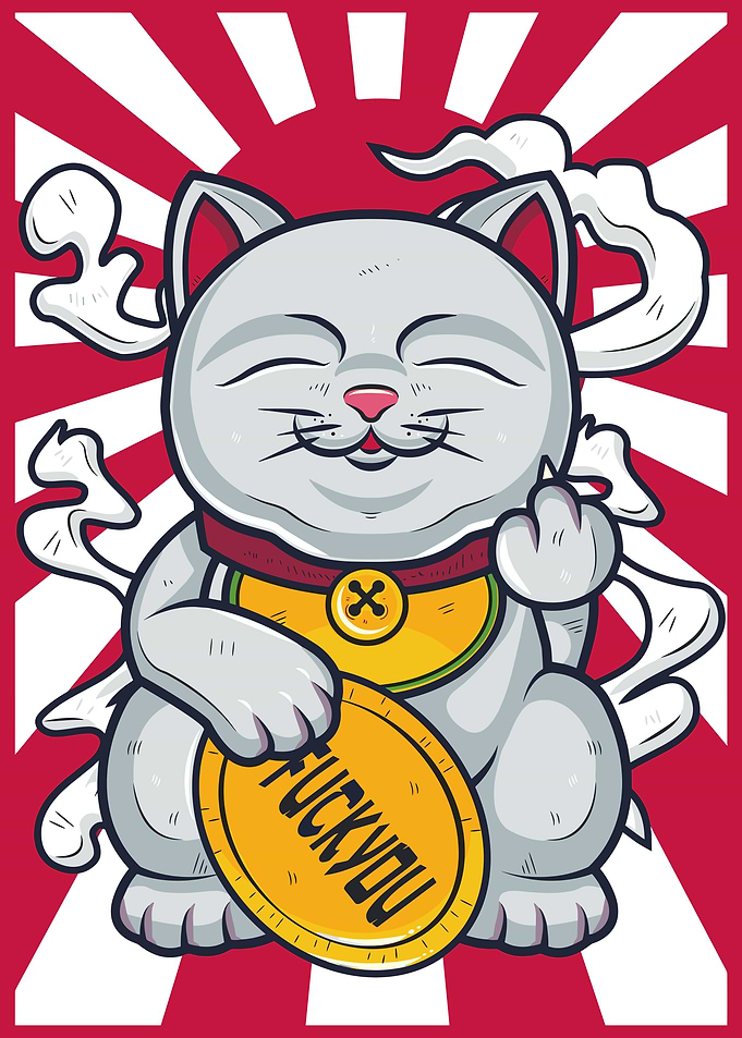 Lucky Cat with Middle Finger