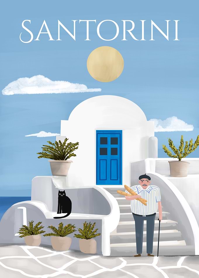 Santorini greece Illustration
