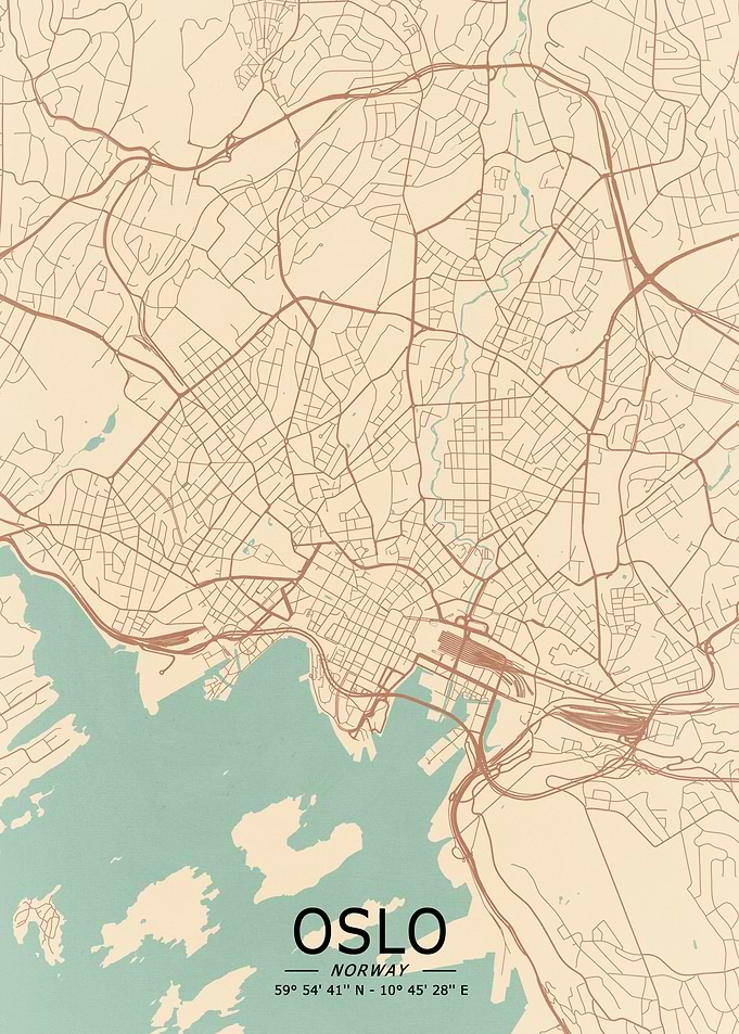 Oslo Vintage City Map