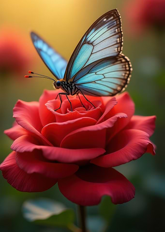 Butterfly on Rose