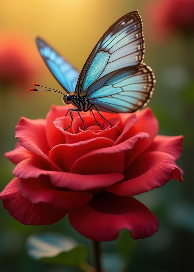Butterfly on Rose