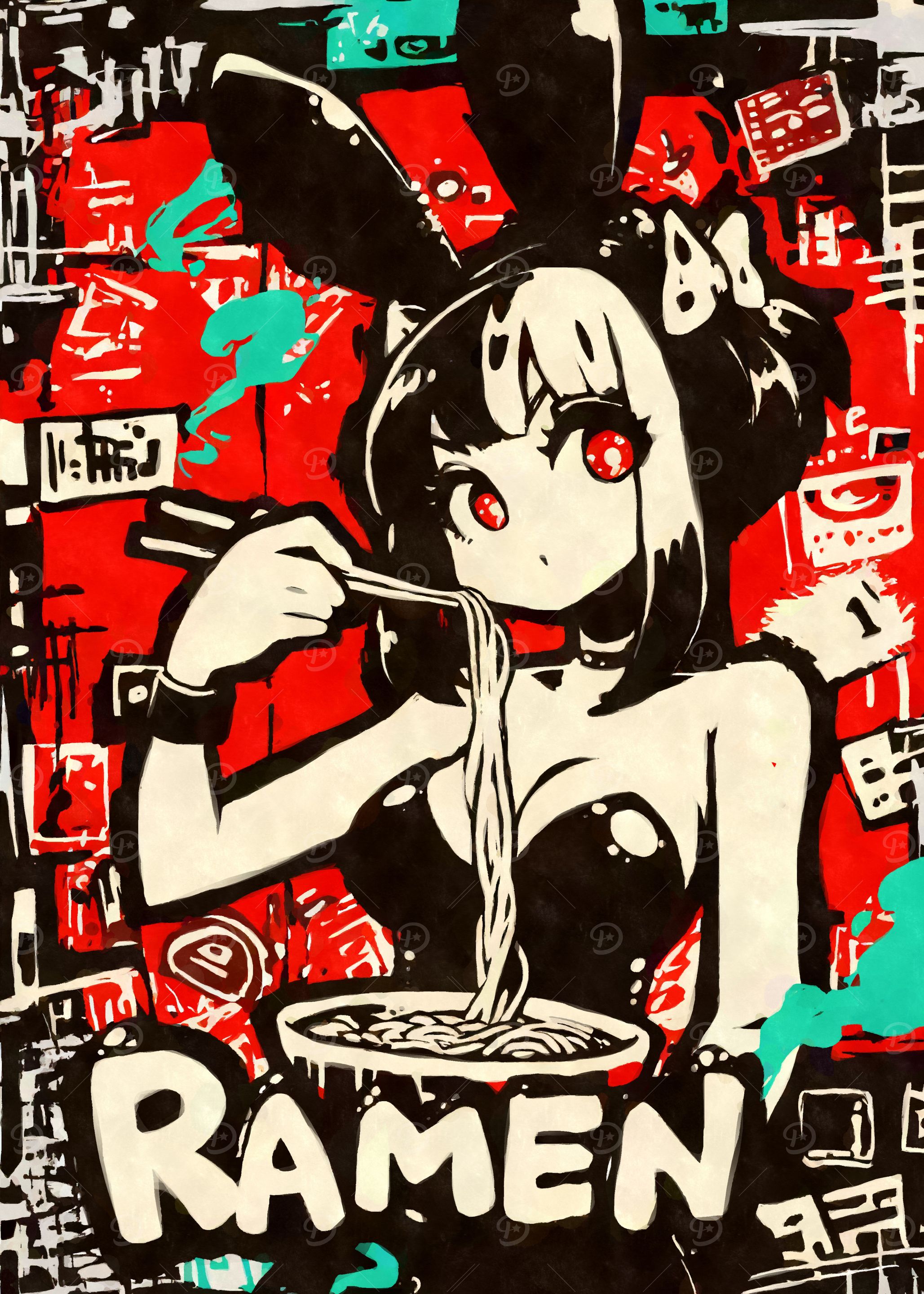 Ramen Bunny Girl Graffiti