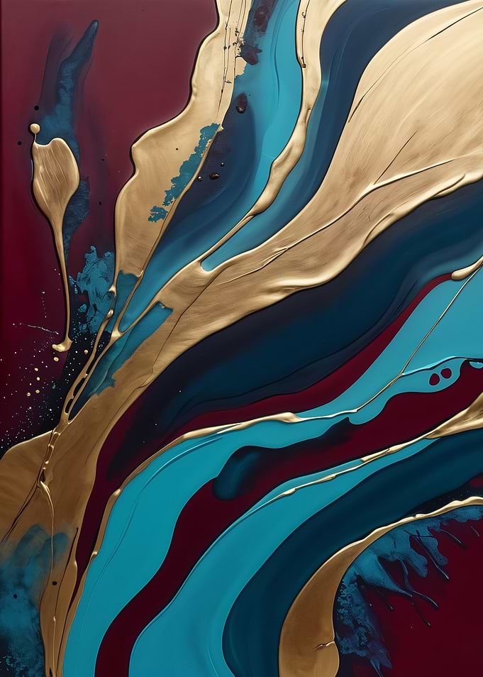 Abstract Gold and Teal Painting