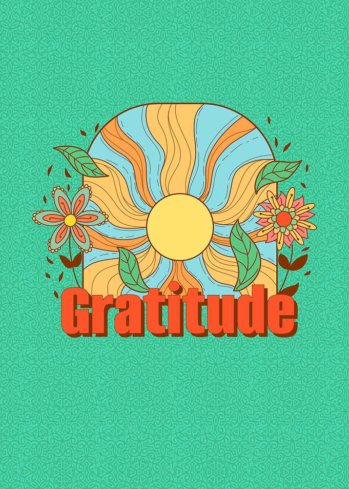 Retro Gratitude Sunburst