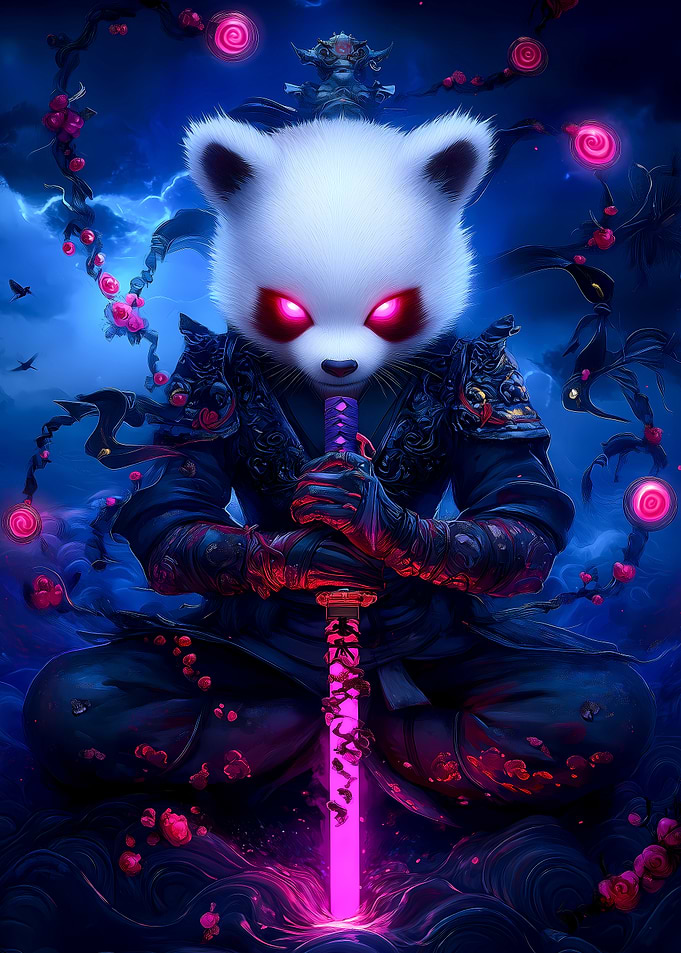 Panda Samurai Warrior Animal