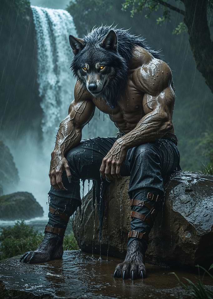 Wolf Anthro Furry Artwork 'Tough Day'