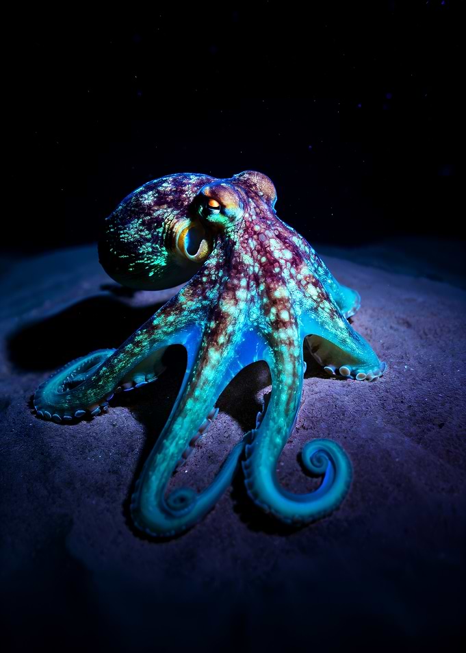 Glowing Octopus Underwater