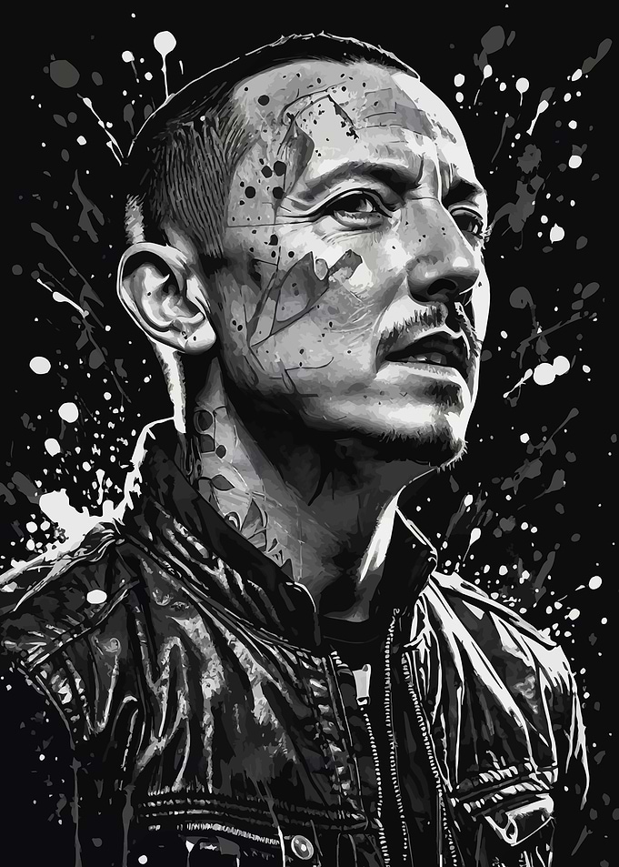 Chester Charles Bennington Black and White Portrait