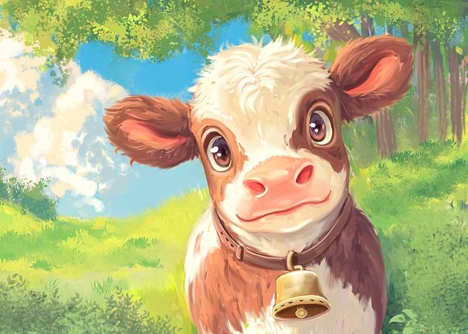 Cute Cartoon Calf