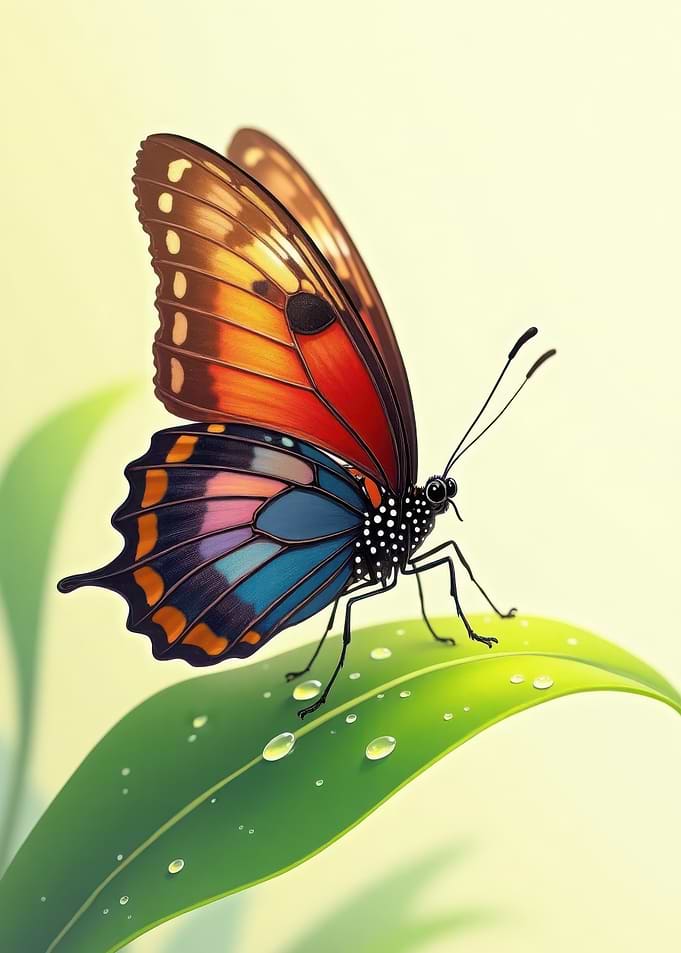 Colorful Butterfly on Leaf
