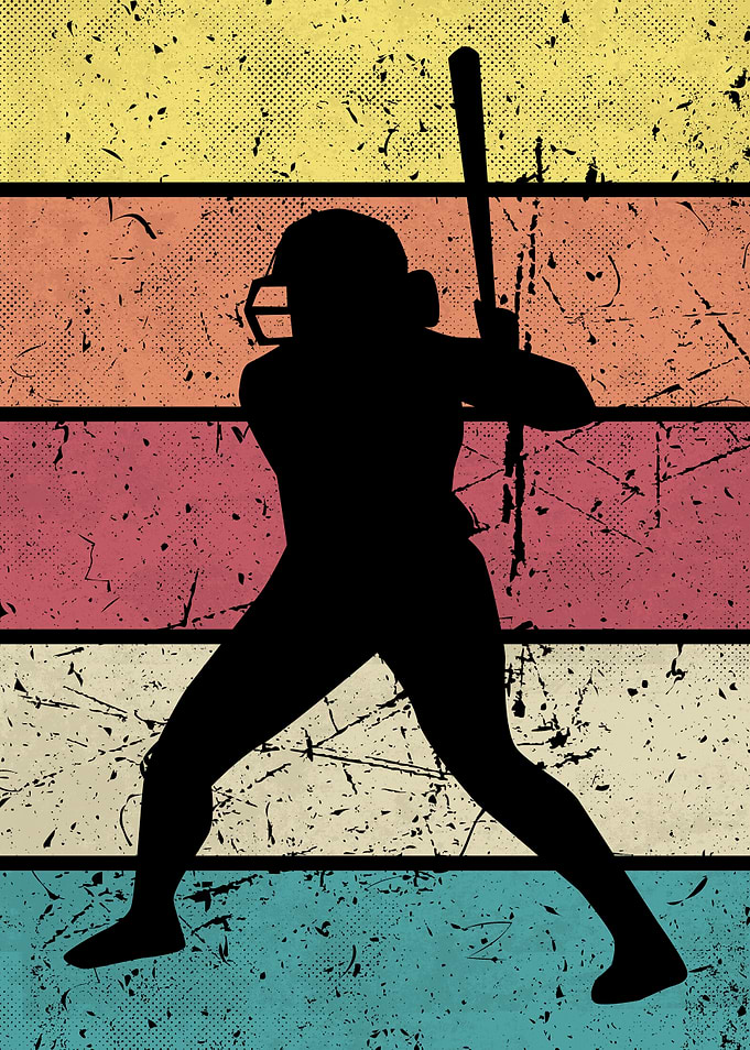 Vintage Softball Silhouette