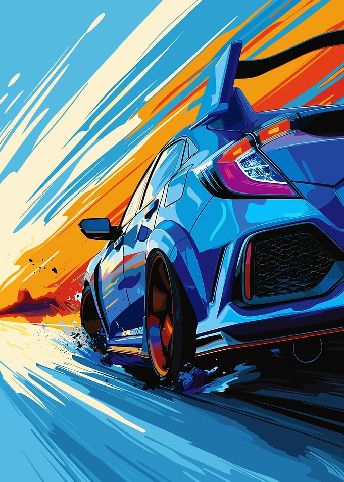 Blue Honda Civic Type R