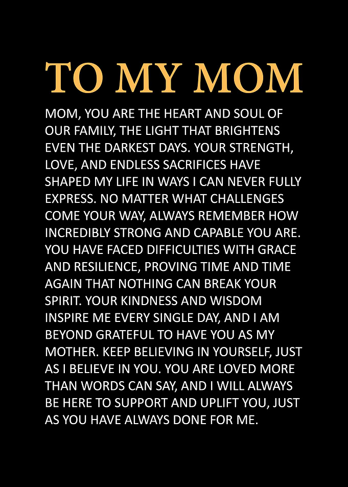 To My Mom - Appreciation Quote