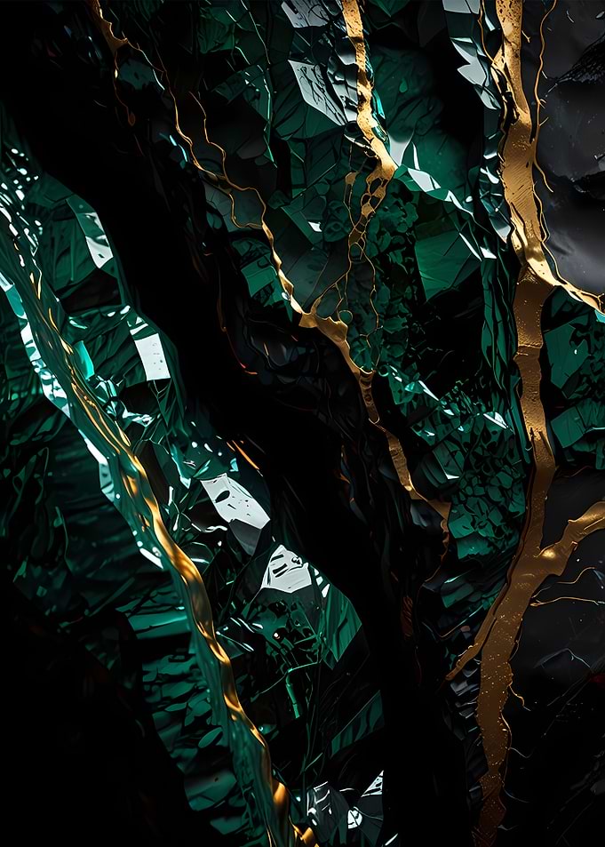 Emerald and Gold Abstract