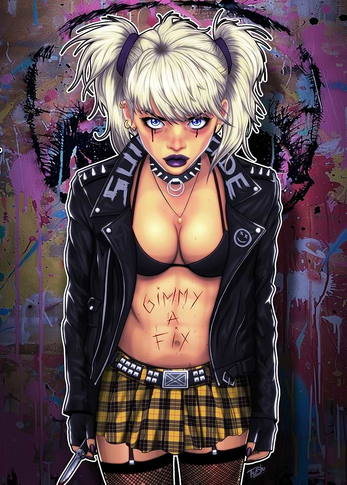 Punk Rock Girl with Knife