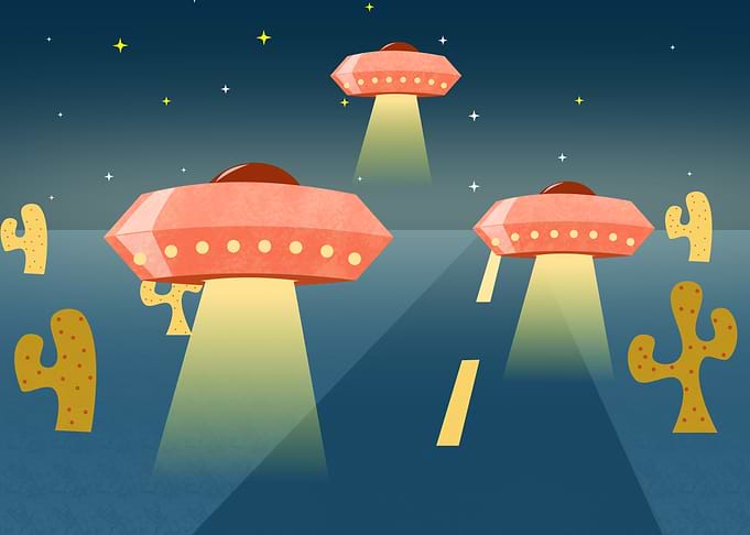 UFOs Over Desert Road
