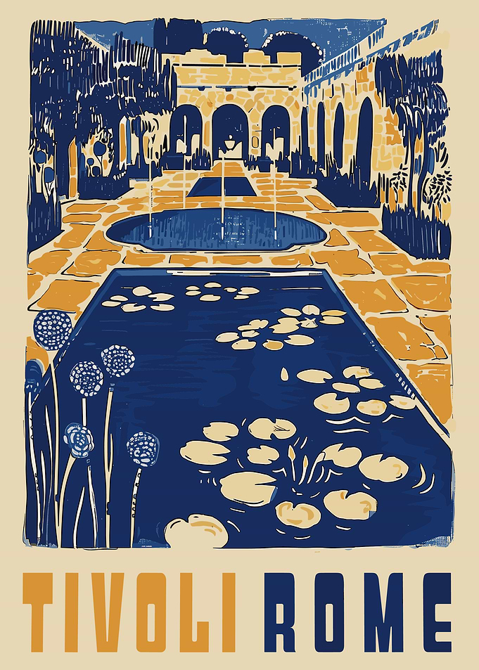 Tivoli Gardens, Rome art print - Rome travel poster / Italy wall art print / Italy home decor / Travel wall art poster / Unique city print
