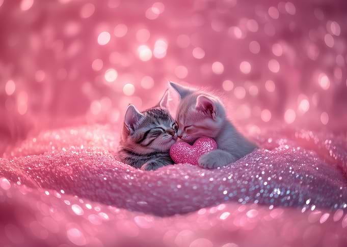 Two Kittens with Heart