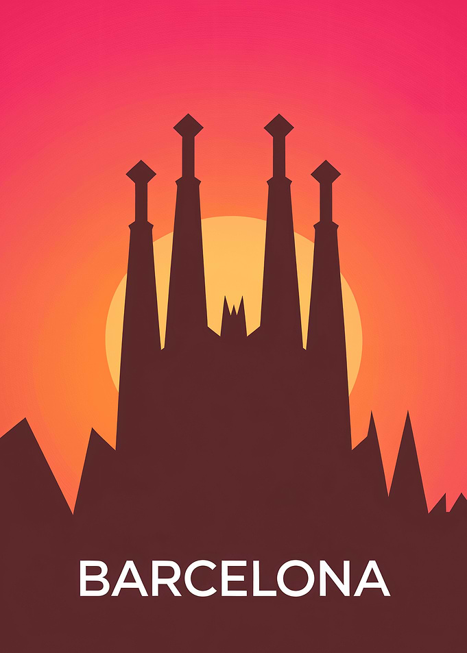 Barcelona Skyline Sunset
