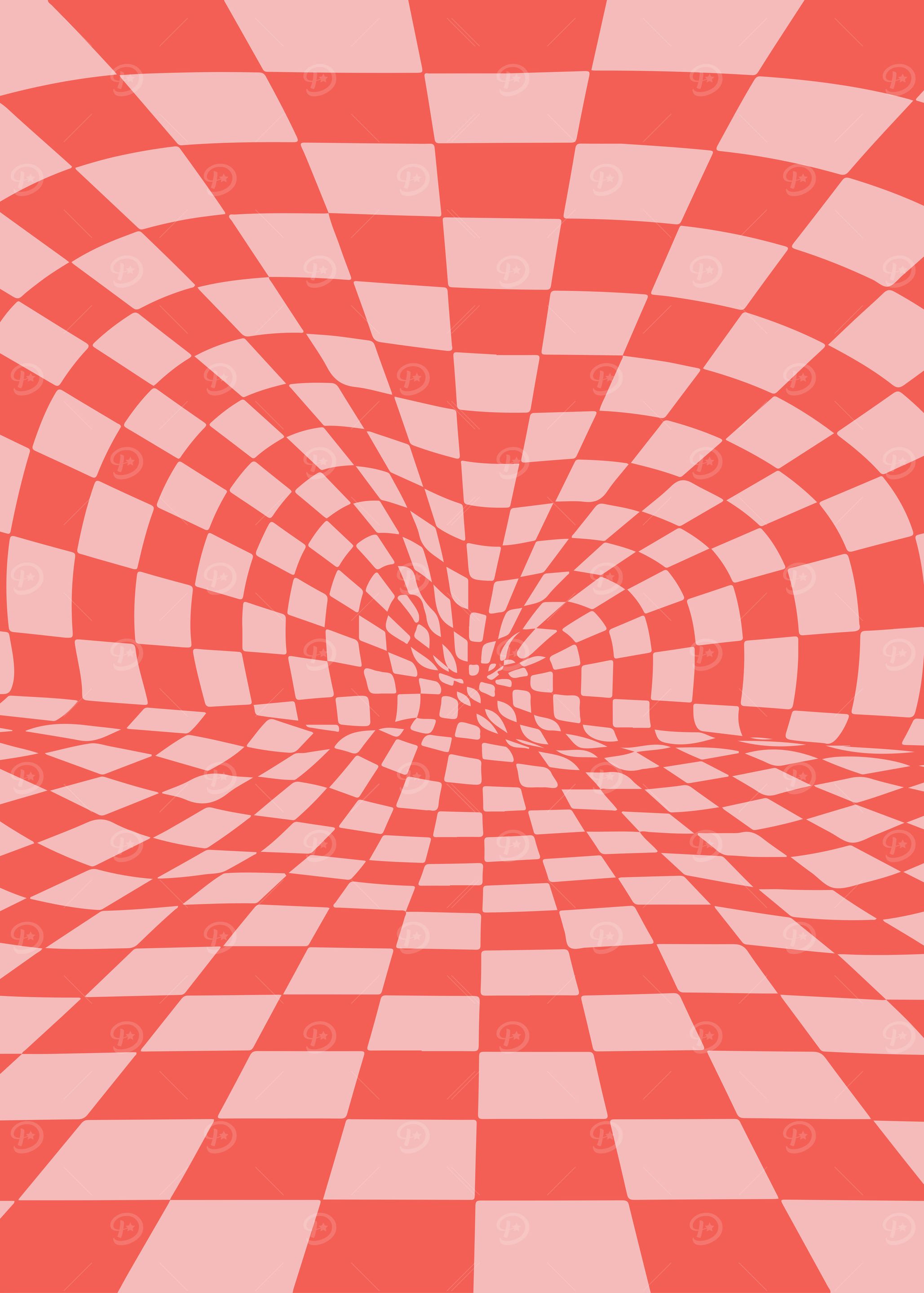 Red and Pink Trippy Checkered Optical Illusion