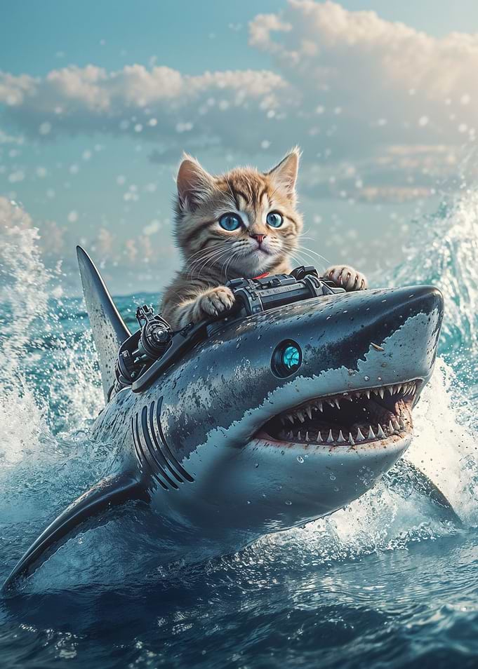 Kitten Riding Shark