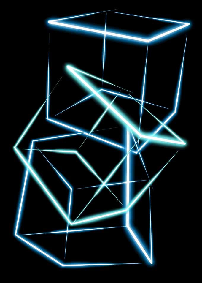 Neon Cube Abstract