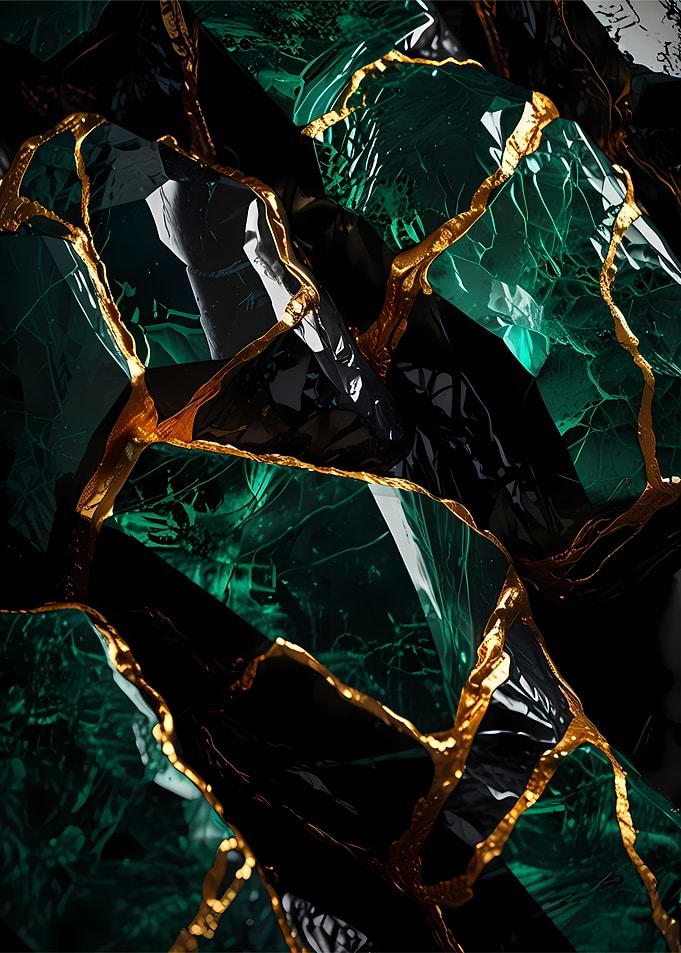 Emerald and Gold Abstract