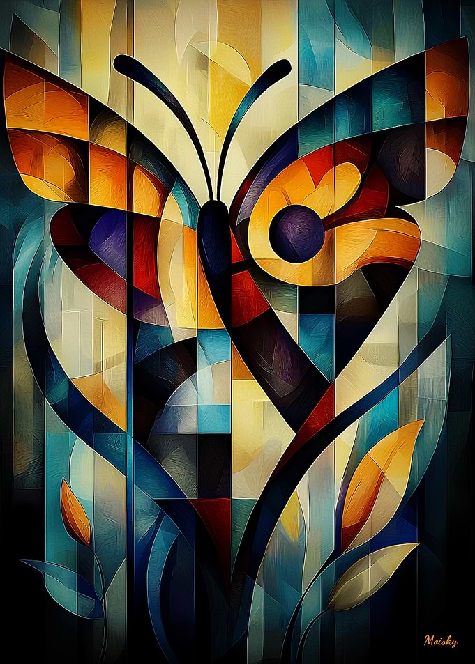 Abstract Butterfly Art - Geometric Nature Design in Bold Colors