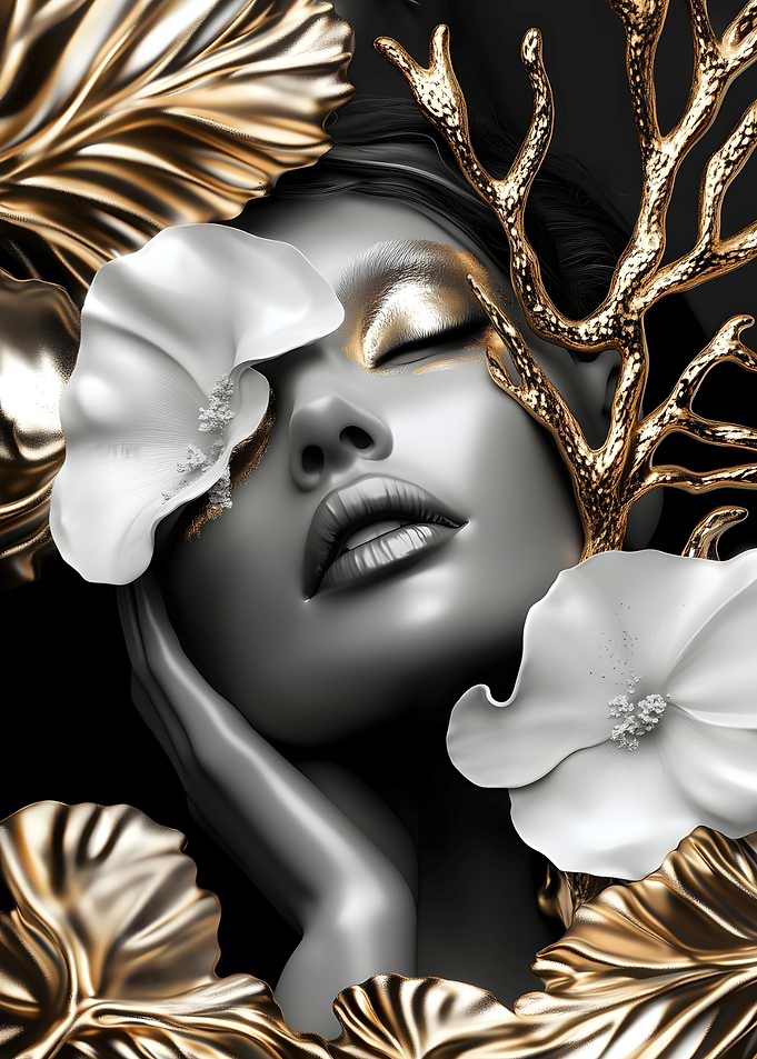 Golden Floral Portrait