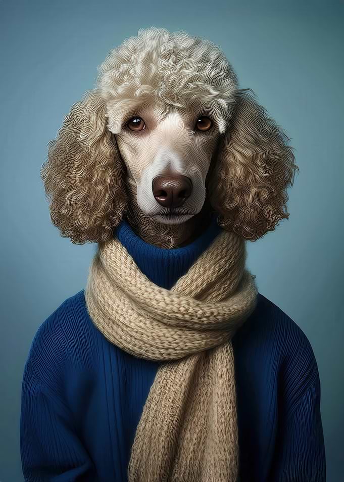 Poodle in Blue Sweater