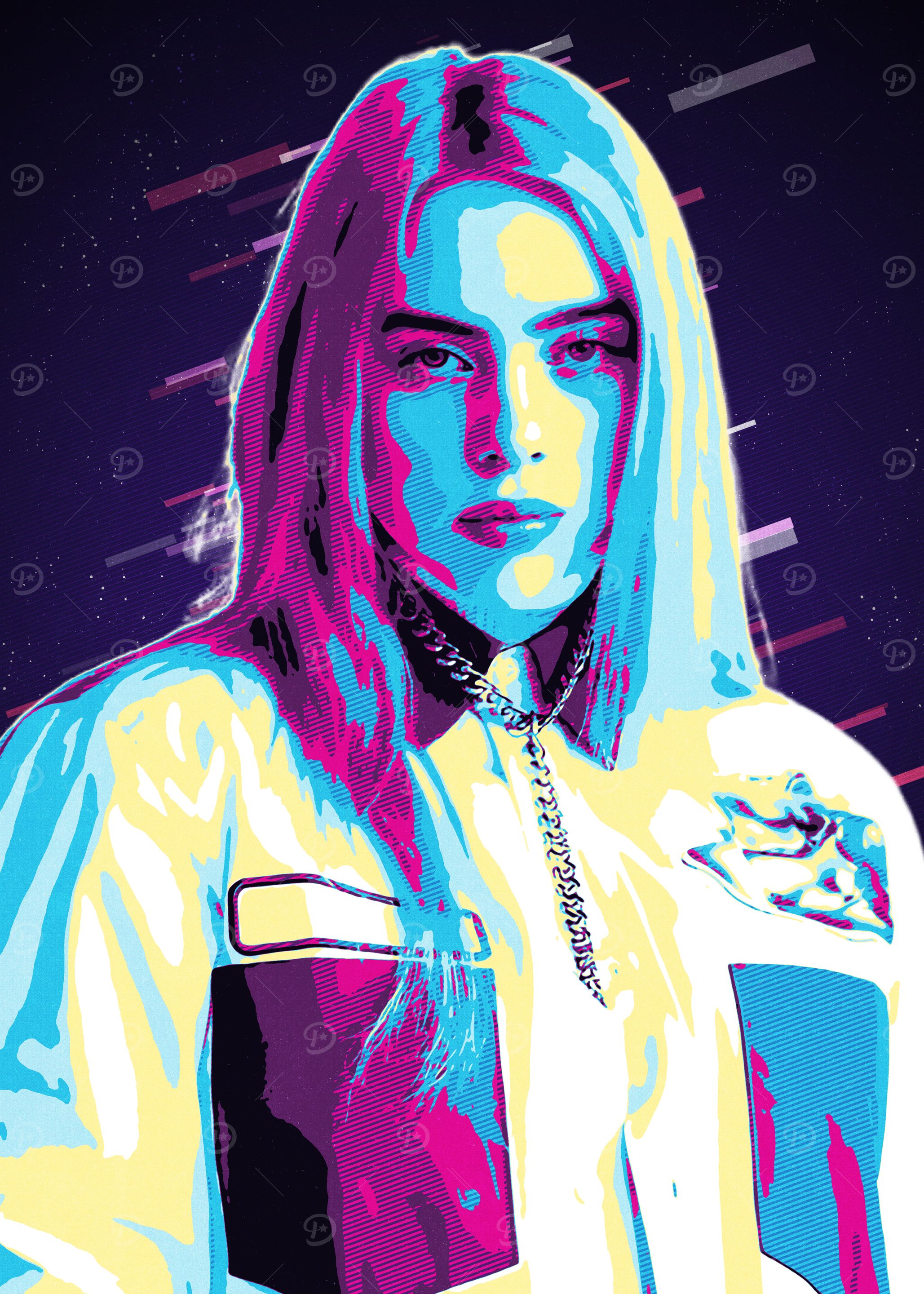 Billie Eilish Retro Art