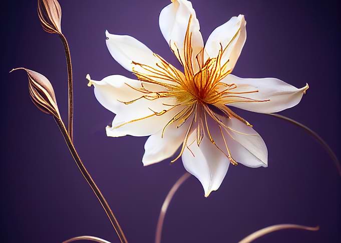 White Flower with Golden Stamens