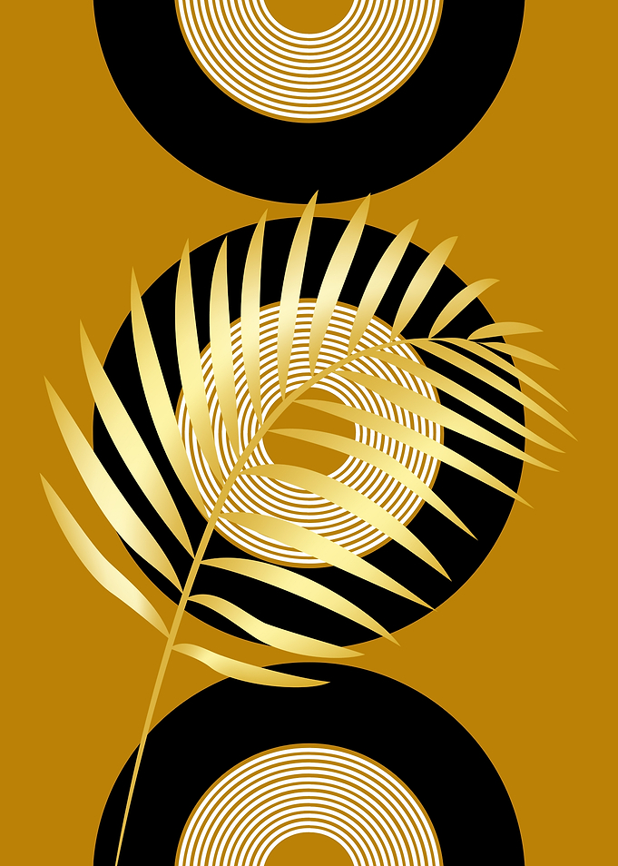 Gold Palm Leaf Abstract Art