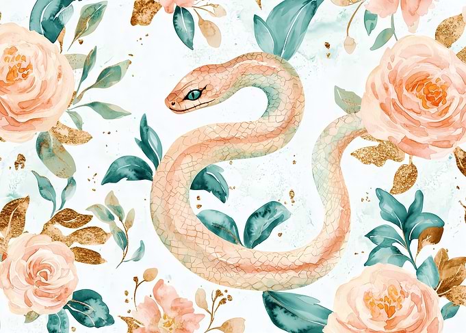 Floral Snake Watercolor