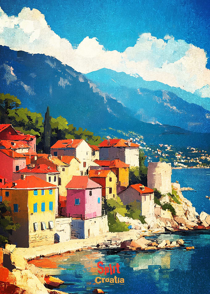 Split Croatia Art Poster
