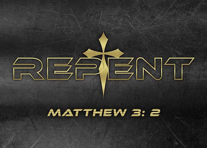Repent Gold Cross Christian Faith