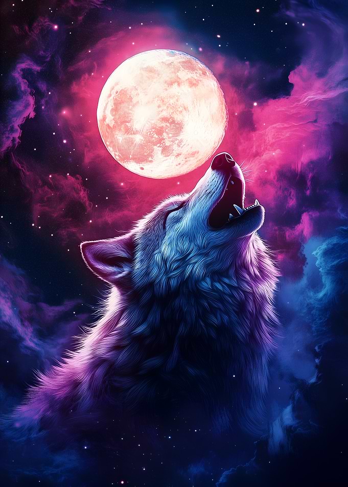 Wolf Howling at the Moon