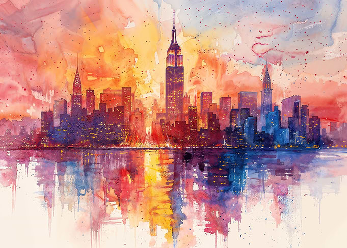 Watercolor NYC Skyline