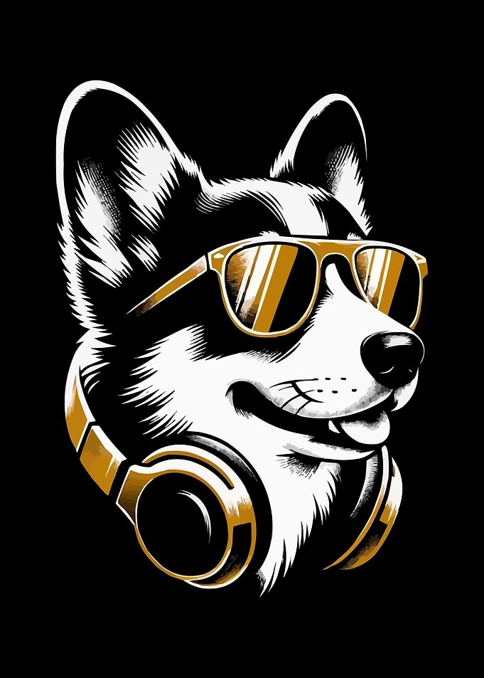 Corgi with Headphones