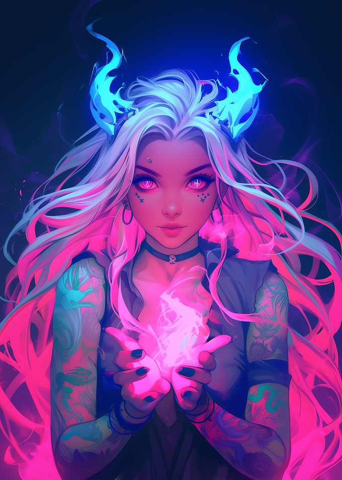 Neon Flame Girl