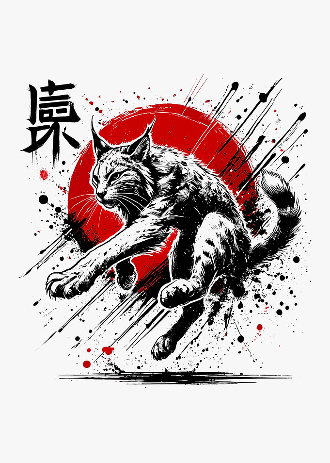 Bobcat in Japanese Style
