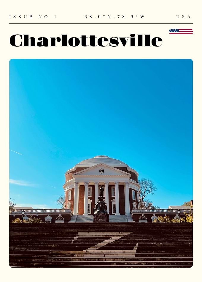Charlottesville Virginia University Travel Art Poster