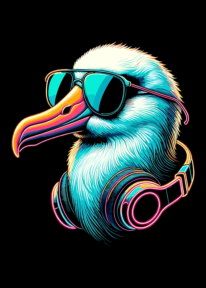 Cool Albatross with Headphones