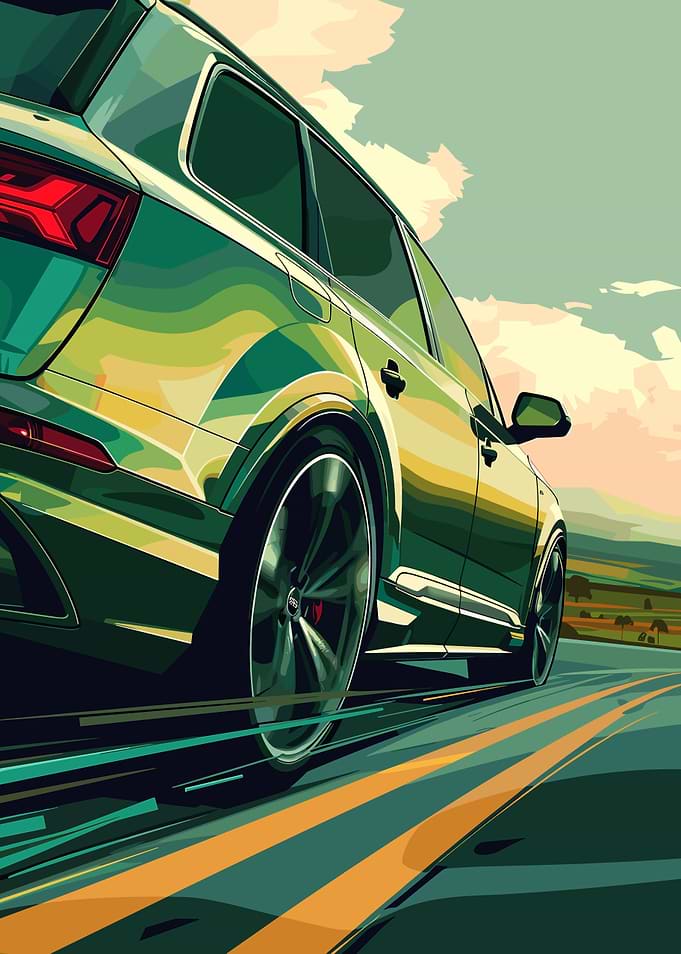 Green Audi SUV Speeding