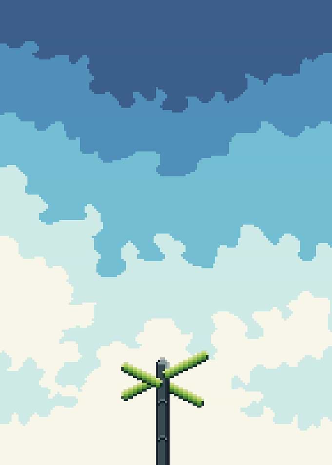 Pixelated Sky with Sign
