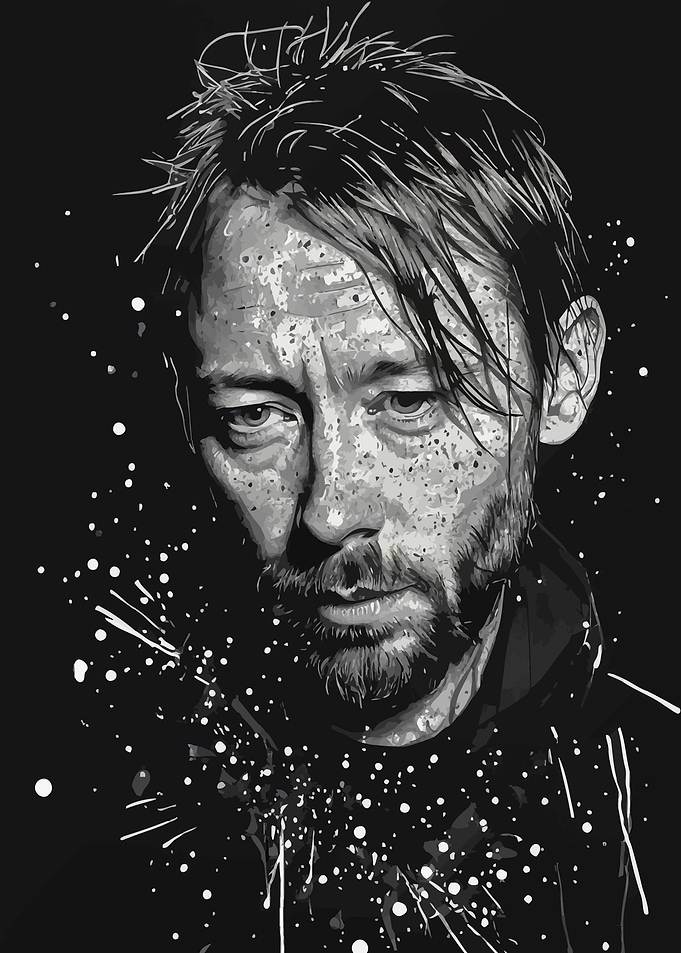 Thom Yorke Black and White Portrait